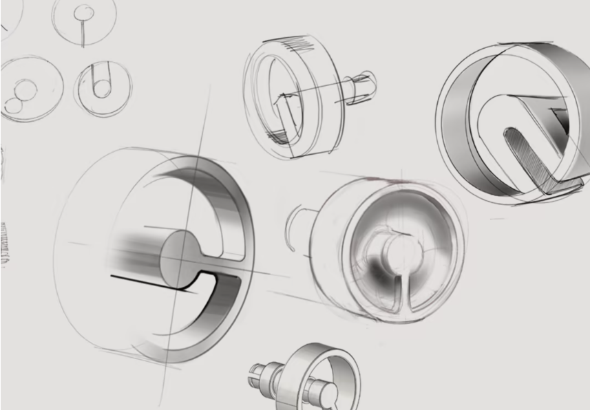 Product design sketches of architectural hardware components